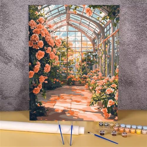 Malen Nach Zahlen Erwachsene Traum,Malen Nach Zahlen Rose,DIY Handgemalt Ölgemälde Leinwand Kits für Anfänger,Mit Pinsels und Acrylfarbe Als Geschenkes und Heimdekoration,Ohne Rahmen 30x40 cm GH-1750 von Alaoan