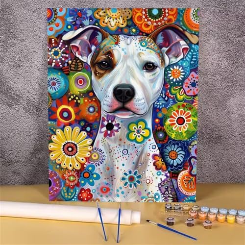 Malen Nach Zahlen Farbe,Hund Malen Nach Zahlen Erwachsene,DIY Handgemalt Ölgemälde Leinwand Kits,Anfänger Erwachsene Paint by Numbers Malen Nach Zahlen zur Heimdekoration,Kein Rahmen 30x40 cm GH-1242 von Alaoan