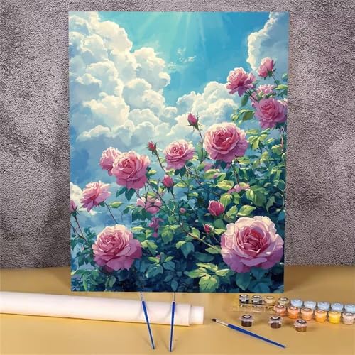 Malen Nach Zahlen Landschaft, Blume Malen Nach Zahlen Erwachsene, DIY Handgemalt Ölgemälde Leinwand Kits, Anfänger Paint by Numbers Malen Nach Zahlen zur Heimdekoration, Kein Rahmen 45x60 cm GH-1743 von Alaoan