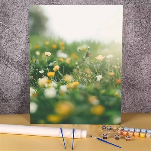 Malen Nach Zahlen Landschaft, Blume Malen Nach Zahlen Erwachsene, DIY Handgemalt Ölgemälde Leinwand Kits, Anfänger Paint by Numbers Malen Nach Zahlen zur Heimdekoration, Kein Rahmen 70x90 cm GH-1263 von Alaoan