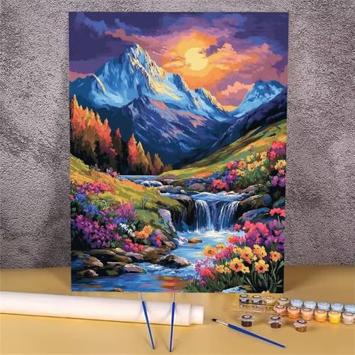 Malen Nach Zahlen Landschaft,Sonnenuntergang Malen Nach Zahlen Erwachsene,DIY Handgemalt Ölgemälde Leinwand Kits,Anfänger Erwachsene Malen Nach Zahlen zur Heimdekoration,Kein Rahmen 50x70 cm GH-1668 von Alaoan