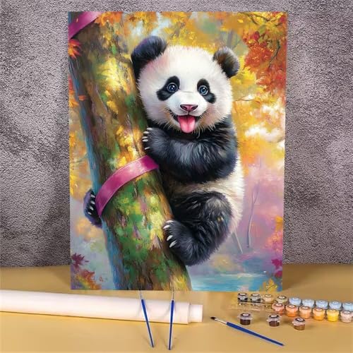 Malen Nach Zahlen Panda,Baum Malen Nach Zahlen Erwachsene,DIY Handgemalt Ölgemälde Leinwand Kits,Anfänger Erwachsene Paint by Numbers Malen Nach Zahlen zur Heimdekoration,Kein Rahmen 30x40 cm GH-1797 von Alaoan