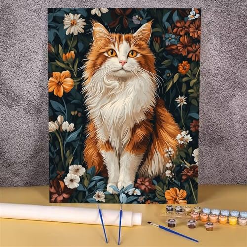 Malen Nach Zahlen Tier,Katze Malen Nach Zahlen Erwachsene,DIY Handgemalt Ölgemälde Leinwand Kits,Anfänger Erwachsene Paint by Numbers Malen Nach Zahlen zur Heimdekoration,Kein Rahmen 30x40 cm GH-1725 von Alaoan