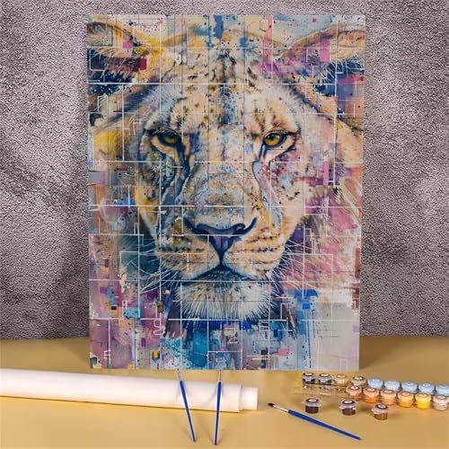 Malen Nach Zahlen Tier,Tiger Malen Nach Zahlen Erwachsene,DIY Handgemalt Ölgemälde Leinwand Kits,Anfänger Erwachsene Paint by Numbers Malen Nach Zahlen zur Heimdekoration,Kein Rahmen 60x80 cm GH-501 von Alaoan