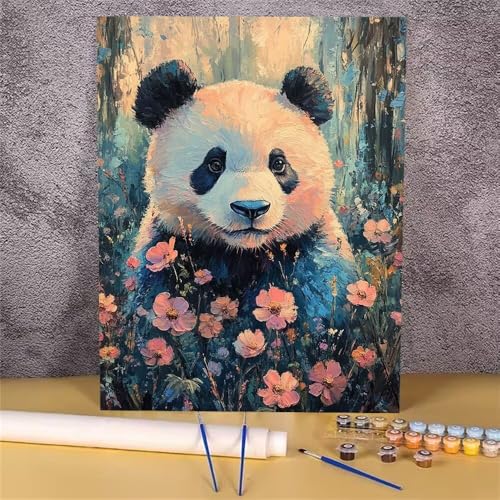 Panda Malen Nach Zahlen Erwachsene,Malen Nach Zahlen Blume,Handgemalt Ölgemälde Kit für Erwachsene,Mit Pinseln und Acrylfarbe,zur Heimdekoration und Mädchen Geschenkes (Rahmenlos,50x65 cm) GH-1793 von Alaoan