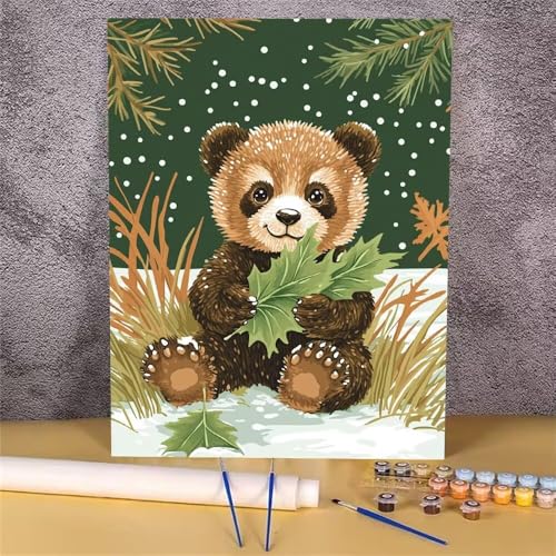 Panda Malen Nach Zahlen Erwachsene,Malen Nach Zahlen Tier,DIY Handgemalt Ölgemälde Kit für Erwachsene,Mit Pinseln und Acrylfarbe,zur Heimdekoration und Mädchen Geschenkes (Rahmenlos,30x40 cm) GH-572 von Alaoan