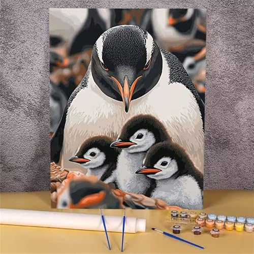 Pinguin Malen Nach Zahlen Erwachsene,Malen Nach Zahlen Tier,Handgemalt Ölgemälde Kit für Erwachsene,Mit Pinseln und Acrylfarbe,zur Heimdekoration und Mädchen Geschenkes (Rahmenlos,30x40 cm) GH-1184 von Alaoan