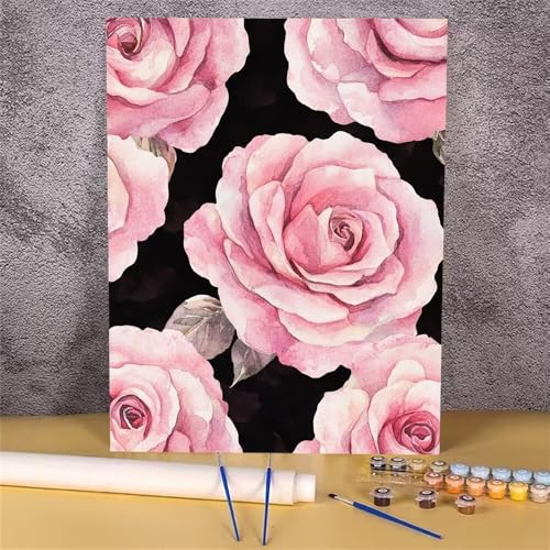 Rosa Malen Nach Zahlen Erwachsene,Malen Nach Zahlen Blume,DIY Handgemalt Ölgemälde Kit für Erwachsene,Mit Pinseln und Acrylfarbe,zur Heimdekoration und Mädchen Geschenkes (Rahmenlos,30x40 cm) GH-1691 von Alaoan