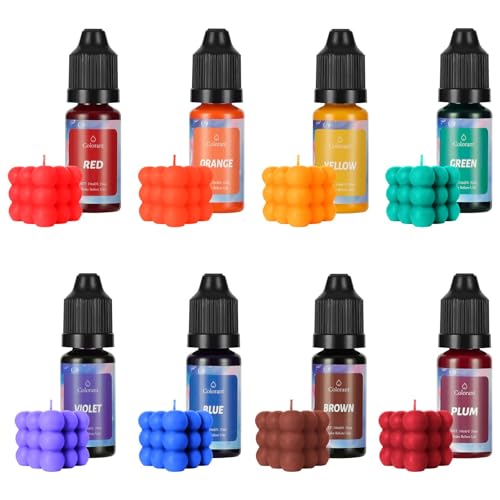 Alaoo Kerzenfarben, 8 Farben Flüssig Kerzen Farbe für DIY Kerze, je 10ml von Alaoo