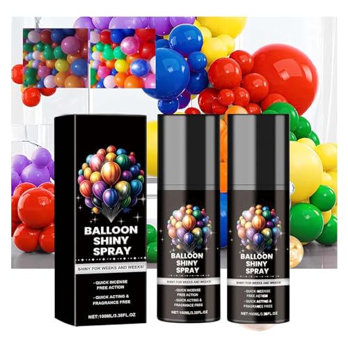 Ballon-Glanz-Spray, Ballon-Hochglanz-Spray für Latexballons, Ballonglanz-Spray für den Außenbereich, sofortige Hochglanzballons für Party-Dekoration, schnell trocknende Ballonglanz-Lösung (schwarz, 2 von Alapek