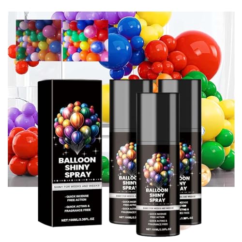 Ballon-Glanz-Spray, Ballon-Hochglanz-Spray für Latexballons, Ballonglanz-Spray für den Außenbereich, sofortige Hochglanzballons für Party-Dekoration, schnell trocknende Ballonglanz-Lösung (schwarz, 3 von Alapek
