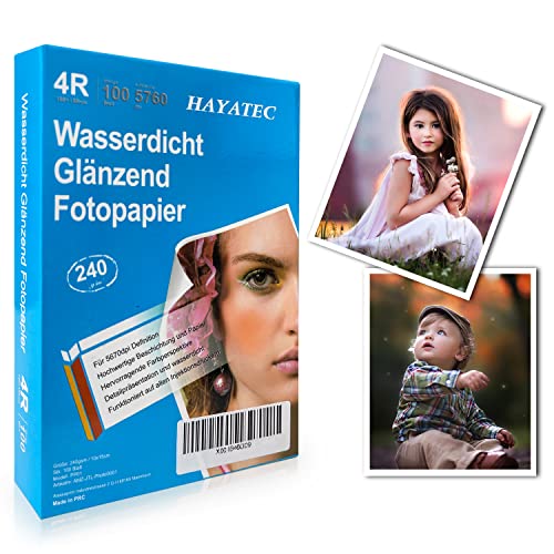 100 Blatt Fotopapier 10x15 hoch glänzend Tintenstrahldrucker 240g/m² Photopapier Fotokarten Photokarten Sofort Trocken Wasserfest Hochweiß von Alaskaprint