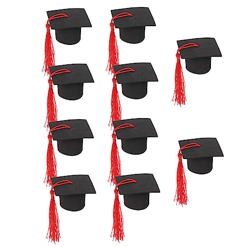 10St Mini-Junggesellenhut Mini Abschluss Abschlussflasche abschlussfeier graduation cap hochzeitskleid schirmmützen Abschluss-Kuchenaufsatz Abschlusskappen Dekorationen Polyester Alasum von Alasum