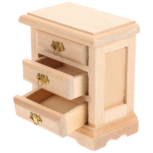 1Stk Nachttisch Modell Vintage-Kommode Schrankmodell Retro-Dekor Mini-Waschtisch Miniaturmöbel Kinder deko gehrungswinkel Mini-Hausmöbel Mini-Hausverzierung Holz Khaki Alasum von Alasum