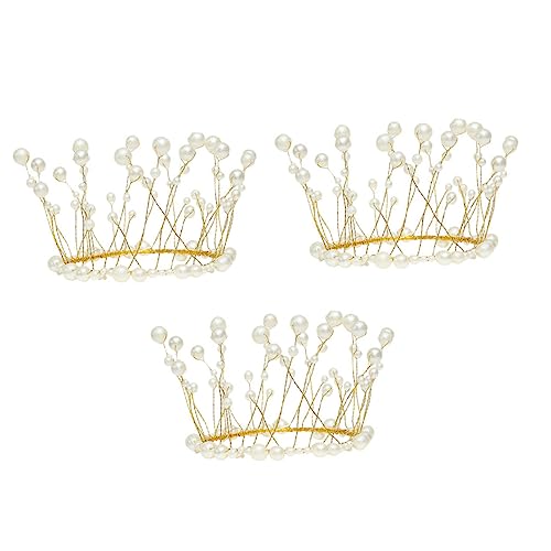 3st Kronenkuchen Dekorieren Kuchenverzierung Kronen-kuchenornament Tiara-kuchendekorationen Geburtstagskuchen Kopfschmuck Aus Perlen Cupcake-topper Perlen Tiara Golden Metall Alasum von Alasum