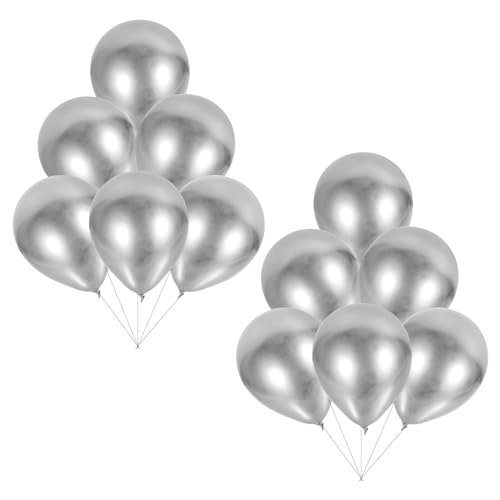 50 Stück Ballonanordnung Ballon Für Geburtstagsfeier Geburtstagsbanner Und Luftballons Wasserballon Ballballons Luftballons in Roségold Creme Ballons Glitzerballons Emulsion Silver Alasum von Alasum