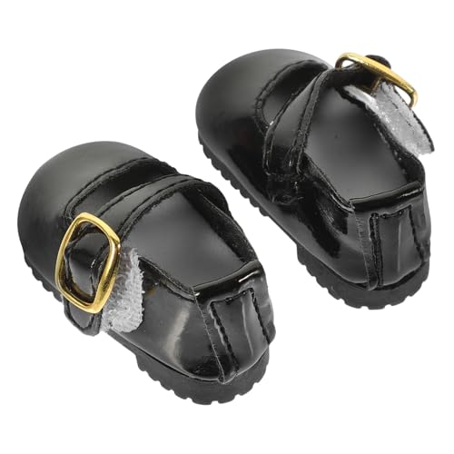 Alasum 1 Paar Mini Bjd Schuhe Puppe Lederschuhe Mädchenpuppen Minipuppenschuhe kleine Puppenschuhe puppenspielzeug Puppen Kleidung Puppenlederschuhe Mädchen Puppenkleidung Schuhe Black von Alasum