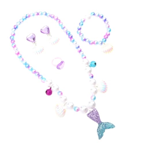 Alasum 1 Satz Halskette für Kinder Einhorn-Anhänger-Halskette Regenbogen-Armband Ohrringe armbänder für Kinder kinderschmuck dartring Perlenkette Halsanhänger Strandparty-Schmuck Plastik von Alasum