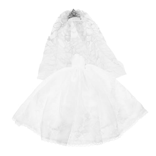 Alasum 1 Satz Hochzeitskleid für Puppen Hochzeitskleid Puppenkleidung Puppenmode Puppenhochzeitskleid Wiederverwendbares Puppenkostüm Kleidung für Spielzeugpuppen Polyester Weiß von Alasum