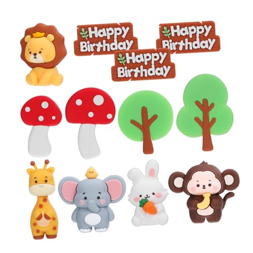 Alasum 1 Satz Kuchendekoration mit weichem Kleber Cupcake-Topper für Babys Waldtierfiguren geburtstagskuchen deko kuchen dekoration Waldtier-Babypartydekorationen Löwen-Cupcake-Topper von Alasum