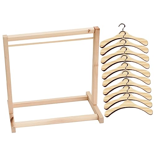 Alasum 1 Satz Puppe aus Holz Aufhänger Minipuppe Mädchen Kleidung Kinder-Mädchen-Kleidung puppenkleiderbügel Puppen kleiderbügel Puppengarderobe Puppenaufhänger und Gestell Metall von Alasum