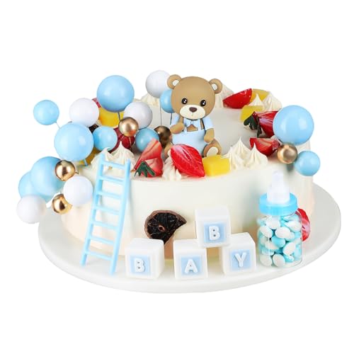 Alasum 24 Teiliges Bären Kuchen Deko Set Teddybär Tortendeko Für Geburtstag Und Babyparty üße Figuren Für Geburtstagsfeiern Und Shower Dekorationen von Alasum