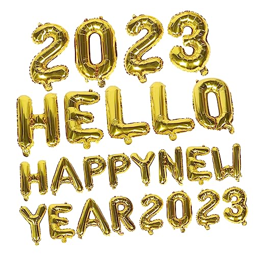 Alasum 1 Set Neujahrs Aluminiumfolie Ballons Dekorative Luftballons Für Silvesterfeier 2023 Happy New Year Party Supplies Mit HELLO 2023 Schriftzug von Alasum