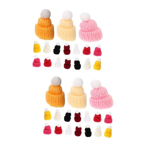 Alasum 100 STK Mini-Mütze Mini-Strickmützen Miniatur-Strickmützen Mini-Weihnachtsmützen zum Basteln Mini-Puppen Mini Strickmützen Puppenhüte Hutschmuck kleine gewebte Hüte Polyester von Alasum