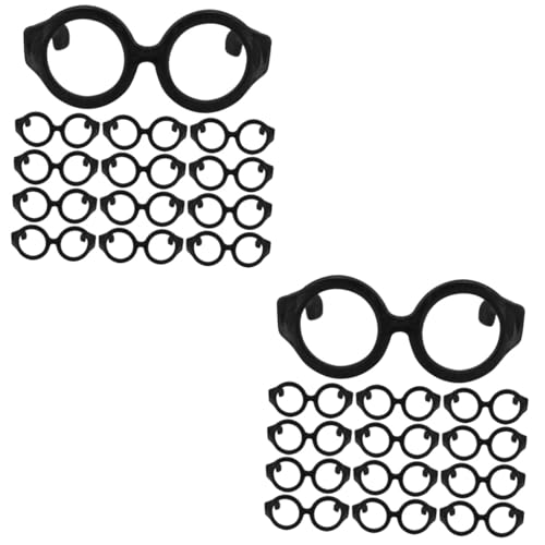 Alasum 100 STK Puppenbrille Brille Zum Anziehen Der Puppe Miniatur-Brillen-Requisiten Puppe Mini-Brille Lustige Brillendekore Brillenrequisiten Zum Anziehen Puppenzubehör Plastik Black von Alasum