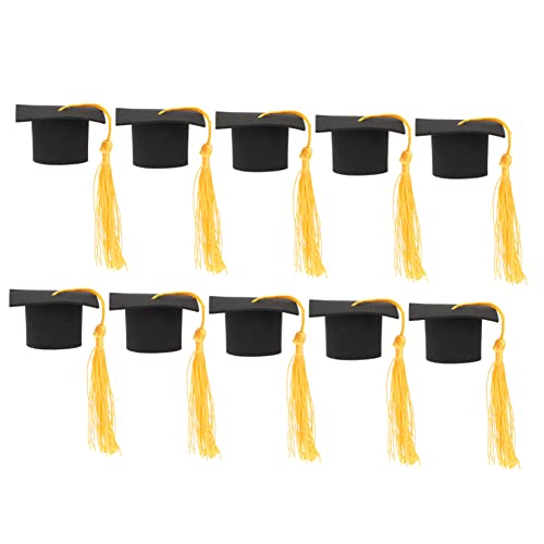 Alasum 100 Stk Mini-junggesellenhut Cupcake-topper Mit Abschlusshut Kleine Graduierungsverzierung Mini-abschlusstortenverzierungen Kleiner Abschlusshut Mit Quaste Casquette Papier Yellow von Alasum