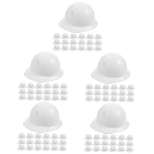 Alasum 100 Stk Spielzeughelm Puppenzubehör Mini-spielzeug Puppenhüte Mini-schutzhelme Miniaturen Mini-puppen-hut Puppenbaumütze Kappe Puppen-schutzhelm Miniaturpuppenhelme Weiß Abs von Alasum