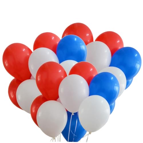 Alasum 100 Stück 12 runde Luftballons klare Luftballons blaue rote weiße Luftballons rote Luftballons 12 Luftballons ballonie kidsballonie Luftballons für die Party Latexballons von Alasum