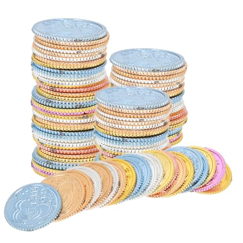 Alasum 100St Piratenschatz Spielgeld Schatzmünzen Spielzeug Geldmünze Spielen Geldmünzen Spielen belohnung Kinder Fasching Dekoration Münze für Piraten Spielmünzen Plastik Colorful von Alasum