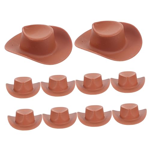 Alasum 10St Kleiner Hut puppenkleidung puppenhauszubehör Puppenhüte Puppenhut Puppenkostüme Westernhüte für Damen Cowgirl-Hut Strohhut Miniaturhüte kleine Hüte für Puppen Plastik Brown von Alasum