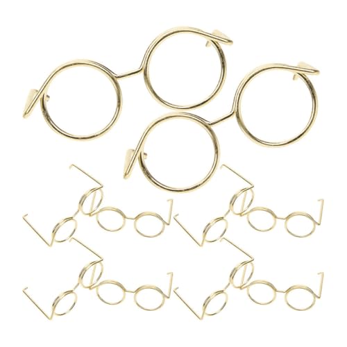 Alasum 10st Puppenzubehör Dekorative Glasdekore Brille Zum Anziehen Der Puppe Mini-puppenbrillen-Requisiten Puppenbrillenverzierungen Brillenrequisiten Zum Anziehen Metall Golden von Alasum