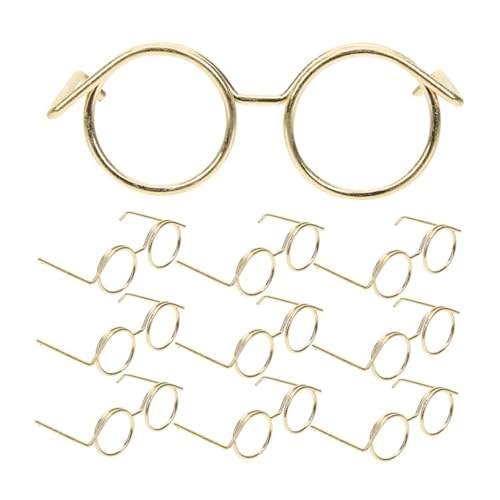 Alasum 10st Puppenzubehör Eine Sonnenbrille Mini-gläser Zum Basteln Miniatur-Brillen-Requisiten Puppenbrillenverzierungen Umrandete Puppenbrille Puppe Mini-Brille Golden Metall von Alasum