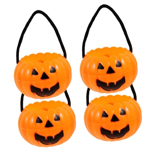 Alasum 12 Stk Abnehmbarer Kürbiseimer Favorisieren Mini-laterne Halloween Süßes Sonst Gibt's Saures Taschen Halloween-geschenkkorb Halloween-süßigkeiten-eimer Spielzeug Orange Plastik von Alasum