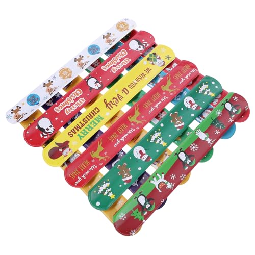 Alasum 12 Stück Cartoon Slap Armbänder Festival Slap Bands Weihnachtsstil Slap Armbänder von Alasum