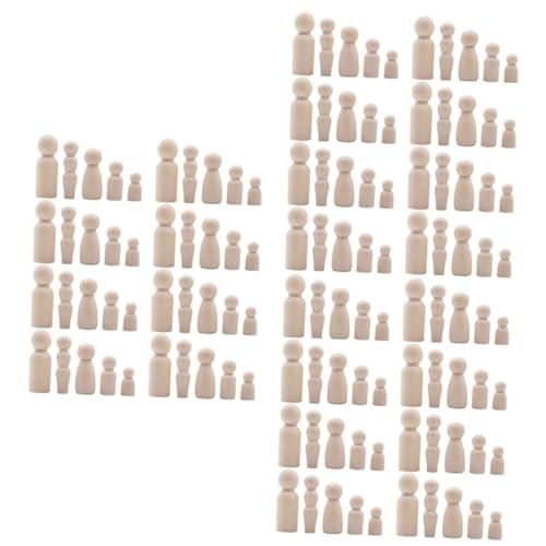 Alasum 120 STK Schneemann-Holzperlen-hängende Schnur Naturpuppenkörper kleine Pfötchenmenschen Steckspiel bastel Set für Kinder Bastelset für Kinder Menschen aus Holz Wanddekoration Beige von Alasum