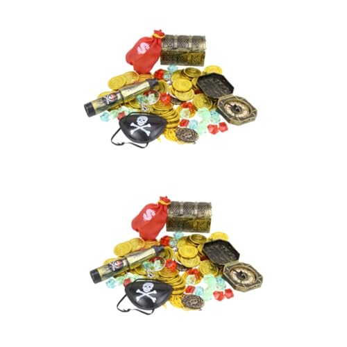 Alasum 120 Stk Spielset mit Piratenfiguren Goldmünzen Spielzeug Piratenspielzeug spielzeug für kinder kinderspielzeug kinderknallzeug toys Piraten Spielset Piratenschatz-Spielzeug von Alasum