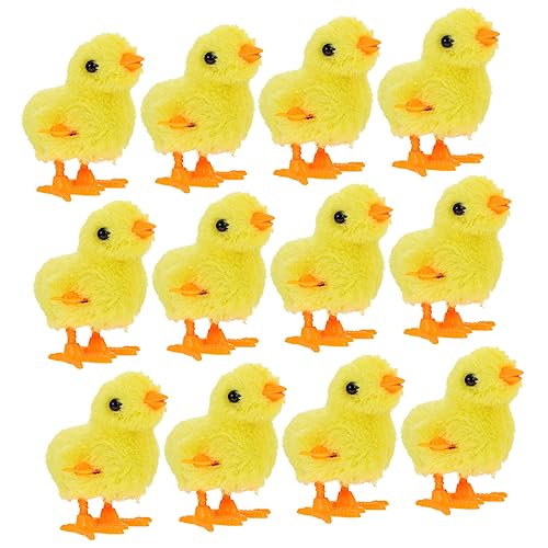 Alasum 12St Uhrwerk Huhn Ostern aufziehen küken Spielzeug Mini-Tierspielzeug Plüschtier Spielzeug für Kinder jucarii pentru copii Kinderspielzeug Huhn zum Aufziehen Plüschstoffe Yellow von Alasum