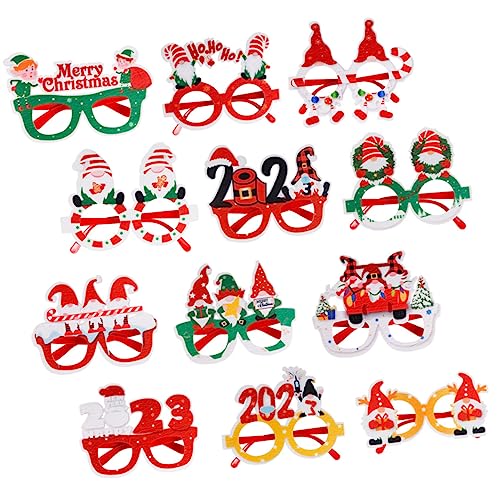 Alasum 12St Weihnachtsbrille Weihnachtsfeier Brille Gläser für die Weihnachtsfeier Lichter Brille anziehen Party kinderferngläser weihnachtsmotiv lustige brille Weihnachtsbedarf Filzstoff von Alasum