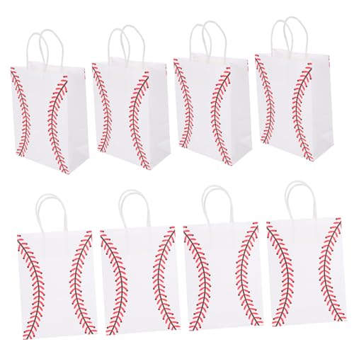 Alasum 12st Partybevorzugungsbeutel Baseball-snacktaschen Taschen Zum Verpacken Von Geschenken Baseball-süßigkeitstüten Partytüten Mit Baseball- Kleine Geschenktüten Weiß Kraftpapier von Alasum