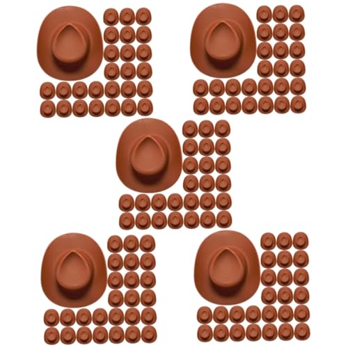 Alasum 150 STK Cowboy-Hut Mexiko-hüte Mini-Strohhut Disco-Kugel-Hut Mini-puppenhüte Mini Mexikanischer Hut Kuchen Hut Dekor Hut Für Puppe Rosafarbener Cowgirlhut Chocolate Plastik von Alasum