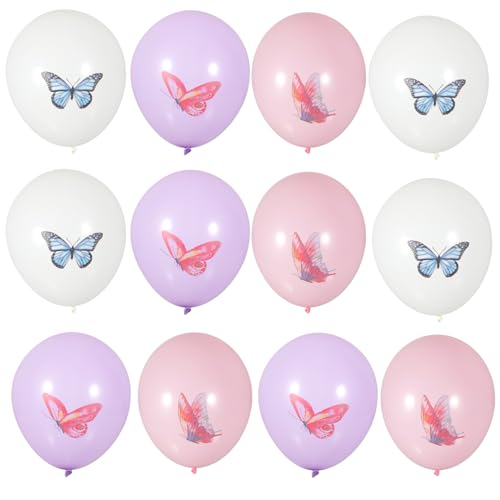 Alasum 18 Stk Schmetterlings-Partyballons Ballonpumpe Luftballons für Geburtstagsfeier Dekorationsballons party kinderparty Latexballons aufblasbare Cartoon-Ballons Emulsion Rosa von Alasum