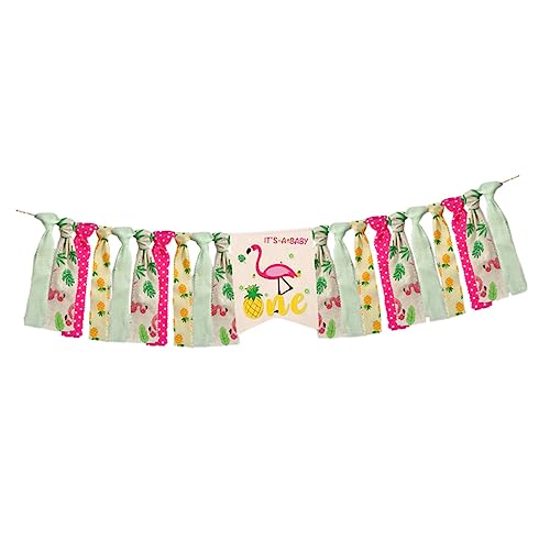 Alasum 1Stk Flamingo zieht die Fahne Hochstuhl-Banner für die Babyparty Band Banner Girlande bürodekorationen wanddekoration hawaiianisches Partybanner Flaggenbanner für Hawaii Leinen- von Alasum