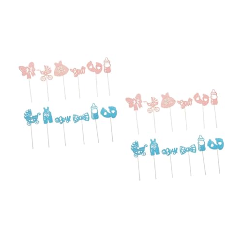 Alasum 2 Sätze Geschlecht Offenbaren Requisiten Zubehör Für Kuchenpartys Cupcake-picks Für Die Babyparty Cupcake-topper Für Babyparty, Mädchen Geschlecht Offenbaren Partydekor Papier von Alasum