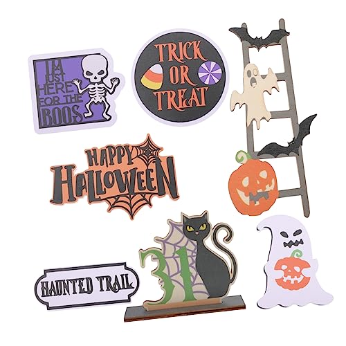 Alasum 2 Sätze Hölzerne Ornamente Halloween-bauernhausdekor Halloween Abgestufte Tablettschilder Hausdekorationen Für Zu Hause Halloween Gestuftes Tablettdekor Tischdekoration Fallen MDF von Alasum