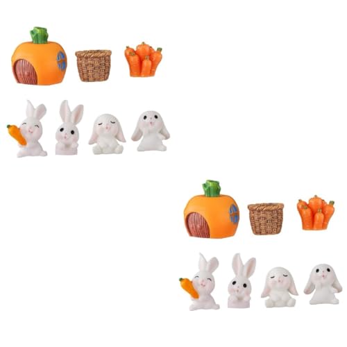 Alasum 2 Sätze Kuchendekoration hasenfiguren animal figures tooniesfiguren chinesisches Tierkreiszeichen Kaninchen Miniatur-Kaninchenfigur Kaninchen-Dekor Mikrolandschaft Hase PVC von Alasum