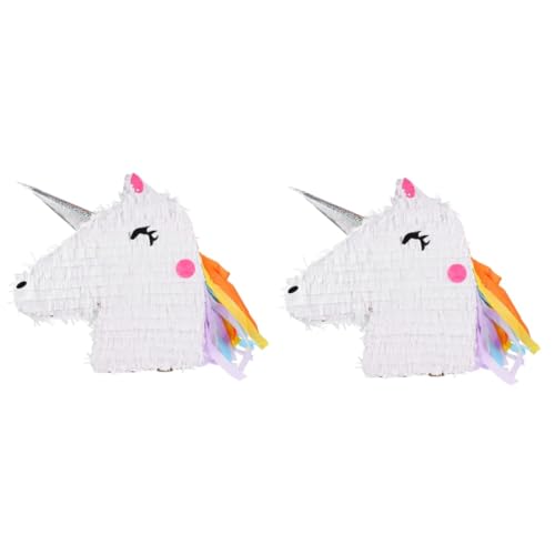 Alasum 2 Stk Einhorn-piñata Spielzeug Taco-pinata Piñata-buster Pinata-buster-stick Kinderspielzeug Babytiere Geburtstag Spielzeug Hängende Piñata Spiel Pinata Mit Stock Papier Weiß von Alasum